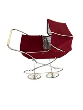 Vintage Beautiful Baby Doll Stroller Carriage Stroller Red Buggy Made In Spain