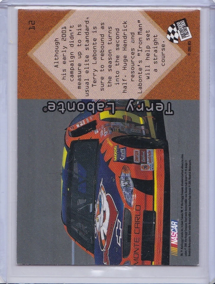 Terry Labonte 2001 Press Pass Optima card 12 - Image 2 of 2