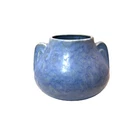 Studio Art Pottery Vase Blue Matte Glaze Double Handle Vintage MCM USA