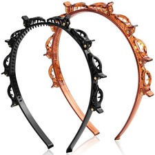 2 PCS Braided Bangs Headband Teeth Weaving Clip Invisible Fringe Styling Tool