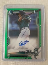 2021 Bowman Chrome Prospect Auto Green Refractor #D/99 George Feliz #CPA-GF Auto