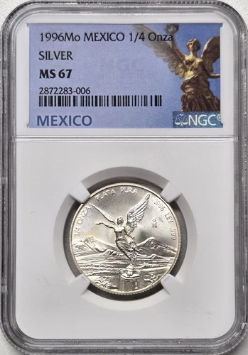 1996 Mexico Libertad 1/4 oz. Silver Coin - NGC MS67