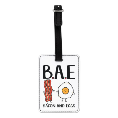 Gift Base Bacon And Eggs Visual Gepäckanhänger Koffer Faux Leder BAE