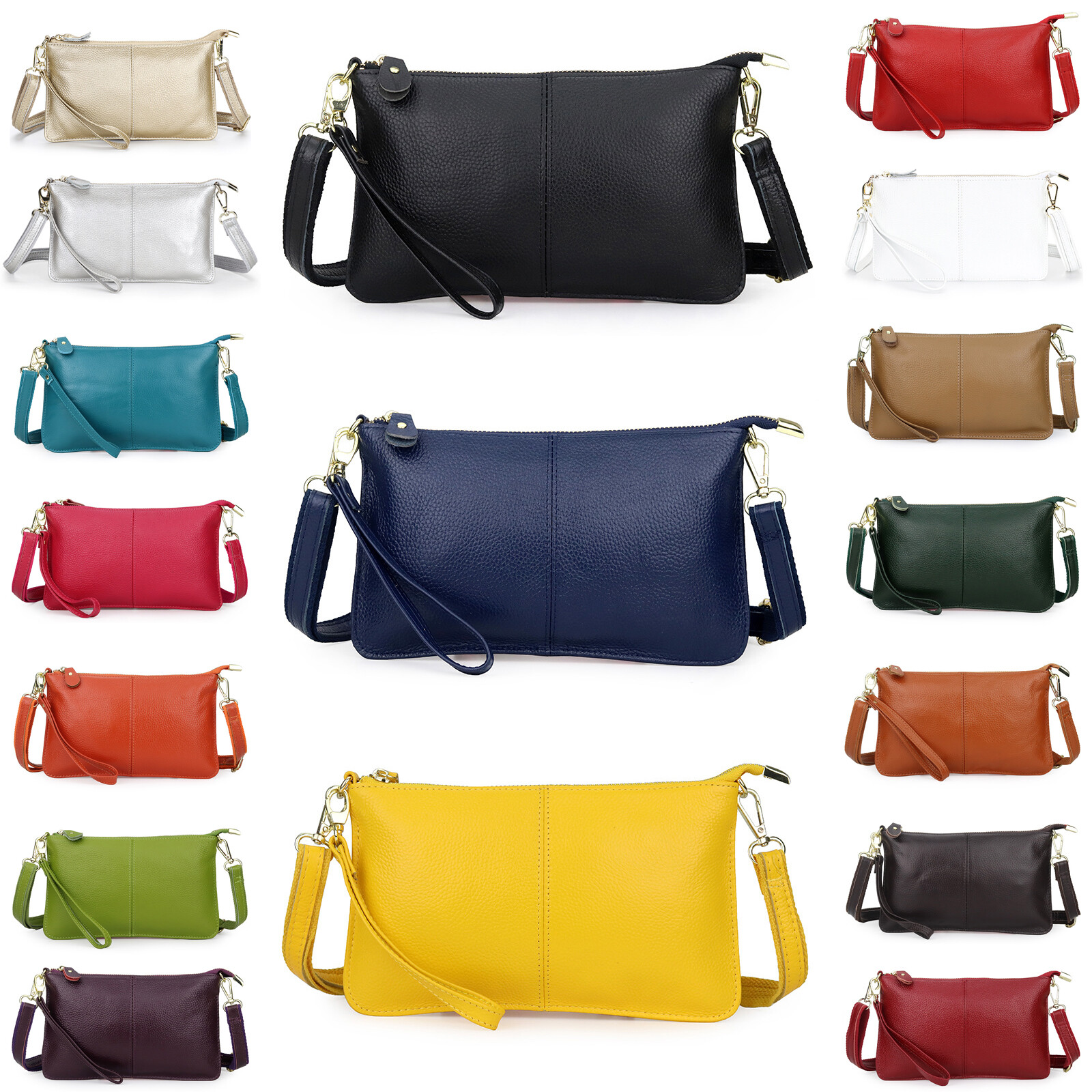 Women Genuine Leather Clutch Messenger Handbag Crossbody Shoulder Bag Purse
