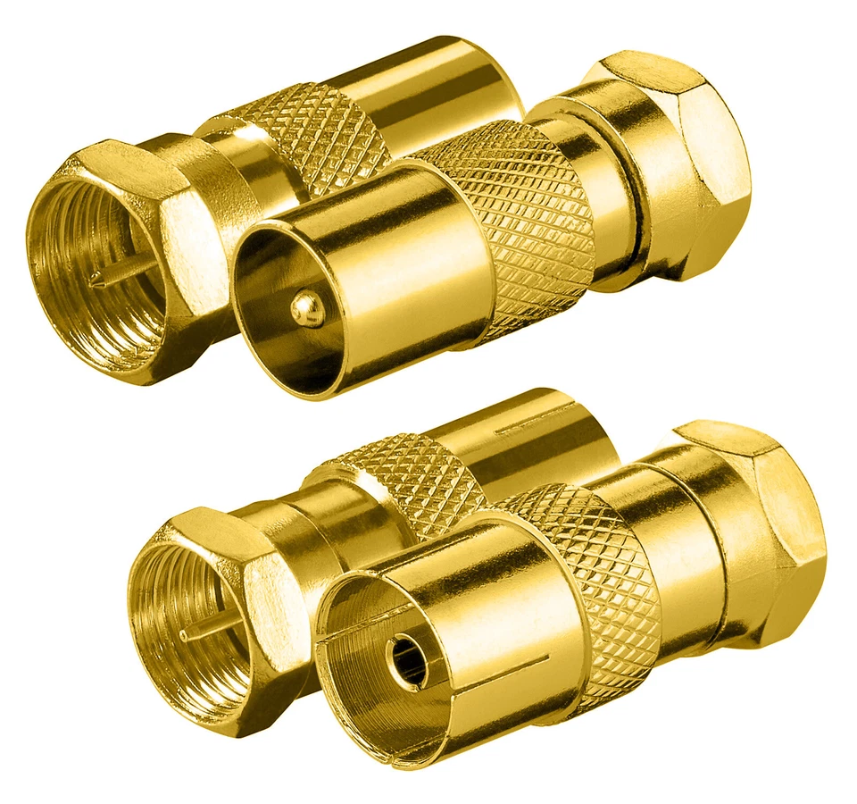 SAT Adapter F-Stecker auf Koax-Stecker Koax-Buche Kupplung 9,5 mm TV IEC Koaxial