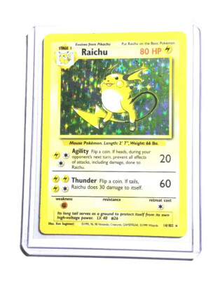 RAICHU - 14/102 - Base Set - Holo - Pokemon Card - EXC / NEAR MINT