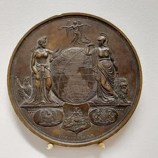 TIFFANY & CO. ANTIQUE 1858 BRONZE MEDAL RARE MUSEUM PIECE NEW YORK CITY HISTORY