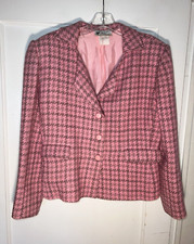 Vintage Courr ges 1960's Paris Pink Plaid Blazer Jacket Retro Size 0. d151