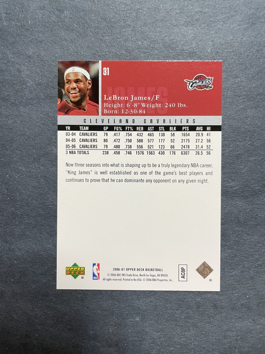 2006-07 Upper Deck Lebron James #31, Cleveland Cavaliers | eBay