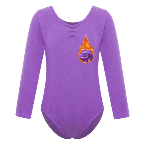 Kids Girls Dance Leotard Round Neck Jumpsuits One Piece Bodysuit Solid Color - Picture 34 of 48