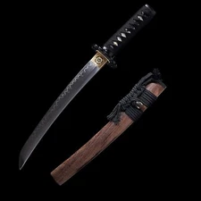 Tanto Sword Short Katana Clay Tempered T10 Steel  Full Tang Samurai Razor Sharp