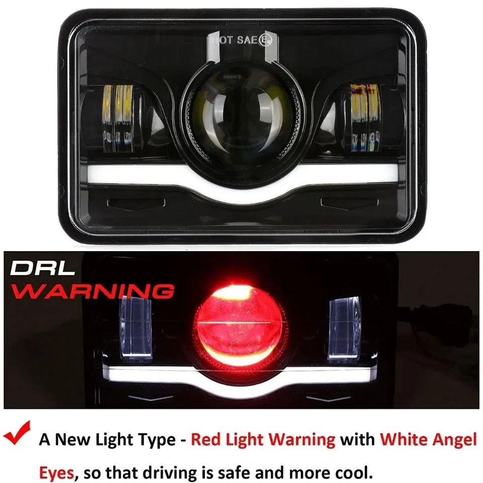 Faros LED 4X6" DRL haz alto/bajo DOT para Pontiac Trans Am 1998-2002 4 piezas Foto 2 de 4