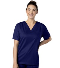 Scrub Top Navy Landau All Day Unisex V-Neck Short Sleeve 4139 Size XS