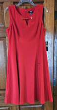 CHAPS Princess Cut Red Dress sz 12 Zip Gold Toned Accents Valentine Nautical NWT