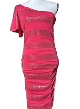 👗🔴Love Rocks Red Knit Sequin Detail One Shoulder Pullon Dress Size Large