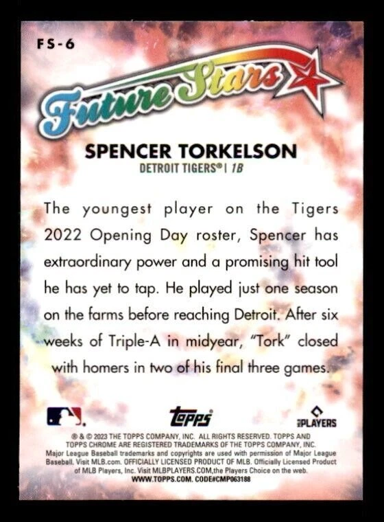 2023 Topps Chrome Future Stars #FS6 Spencer Torkelson Tigers - Image 2 of 2