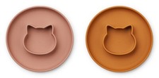 Liewood Silicone plate, Cat dark rose mustard mix, 2-pack