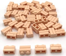 Lego 50 New Light Nougat Bricks Building Blocks Modified 1 x 2 Masonry Profile
