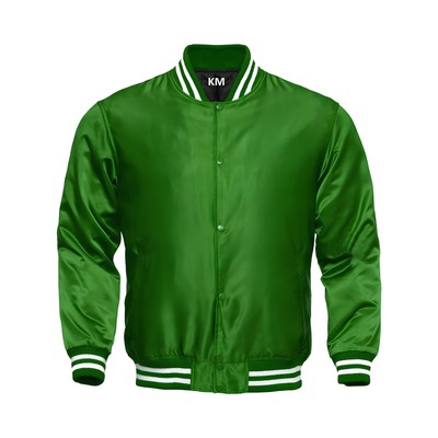 Personalized Varsity Jacket Letterman Jacket Green Satin Jacket Men XL