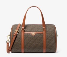 Michael Kors Jet Set Travel Medium Duffle Bag Satchel Brown MK Signature