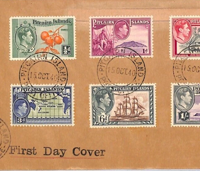 PITCAIRN ISLANDS KGVI FDC 1940 Set *HMS BOUNTY* Pictorial SHIP CACHET Rev MJ72 - Image 4 of 4