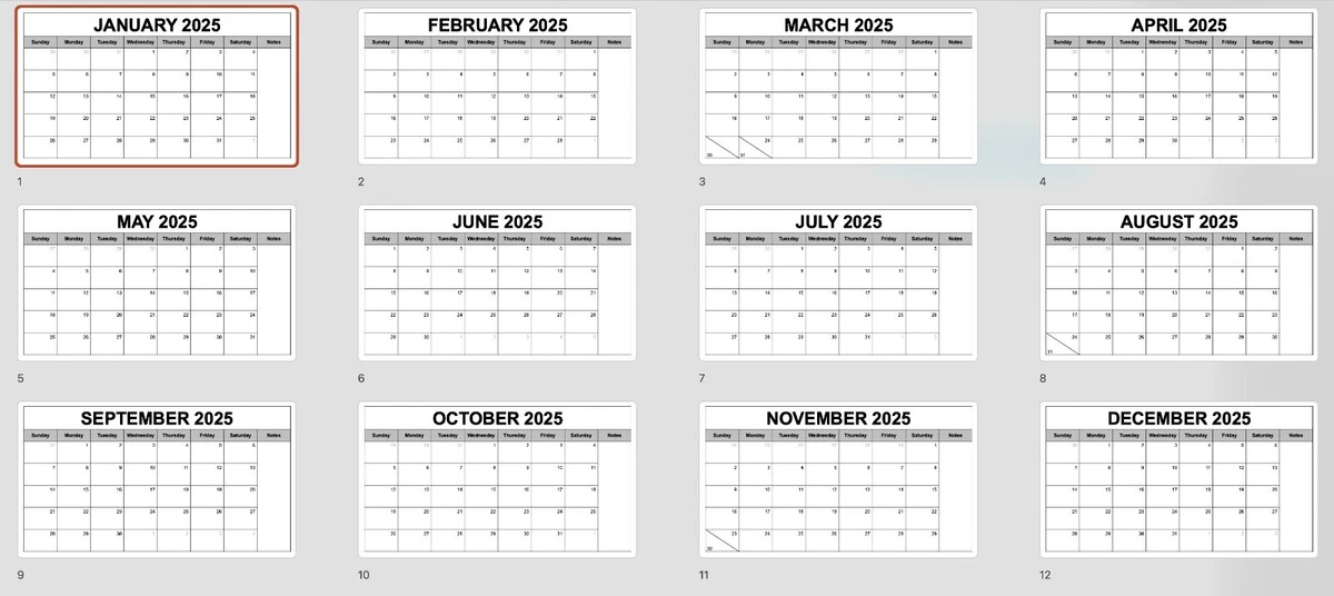 2025 Calendar PowerPoint Template - Widescreen (Digital Download) | eBay