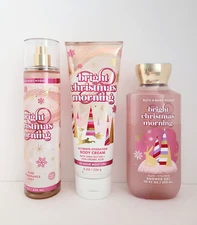 Bath & Body Works BRIGHT CHRISTMAS MORNING Body Mist Shower Gel & Cream Set of 3