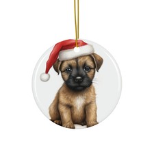 Border Terrier Puppy - Ceramic Christmas Ornament - Printed in USA