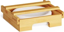 SpaceAid 9-inch Paper Plate Dispenser, Under Cabinet for 9" Plates, Bamboo 
