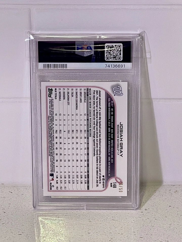 2022 Topps Gilded Gold Etch Mini Diamond Josiah Gray /50 Rookie RC PSA 9 MINT 🔥 - Image 2 of 2