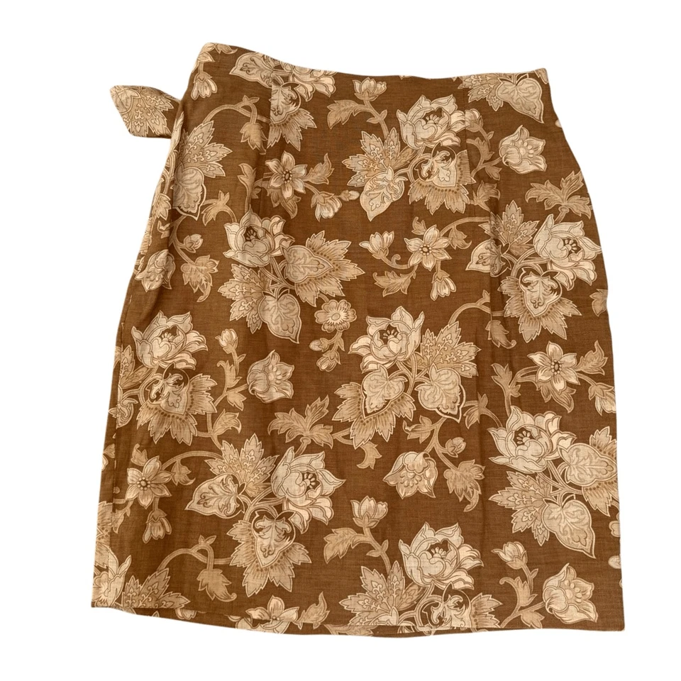 Jones New York petite 100% льна укороченный коричневый цветочный юбка размер 10P - Изображение 2 из 4