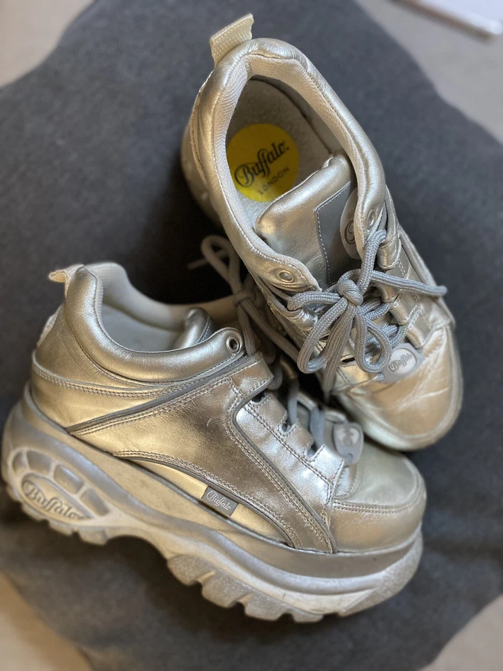 Buffalo 38 Platform Classic 1339 Silver Gray Sneakers Woman Used Rave Party - Imagen 4 de 4