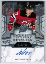 19/20 2019 UD EXQUISITE ICE NIKITA GUSEV R11 PLATINUM ROOKIES AUTO 199 NJ DEVILS