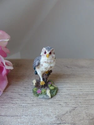 Petite Statuette Chouette Champêtre Résine Vintage H : 6,5 cm - Photo 1/4
