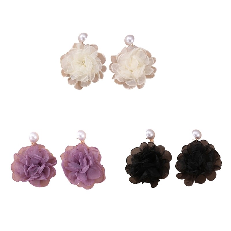 Vintage Flower Drop Pendant Earrings Statement Jewelry Women Girls