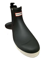 Hunter Original Chelsea Rain Boots Men's Black/White Size 12 NEW!