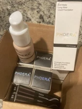 6 Phoera foundations #102 Nude And 2 Eyebrow Tattoo Pencils Black Brown 