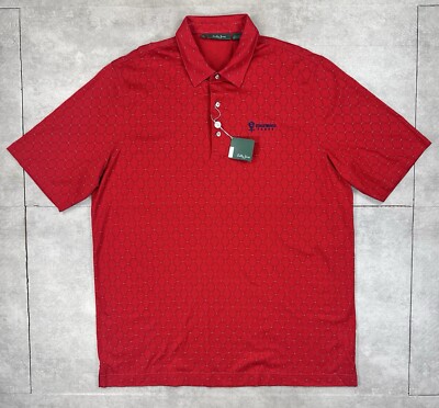 bobby jones golf polo shirt mens xl red geometric aop Edgewood Tahoe NWT