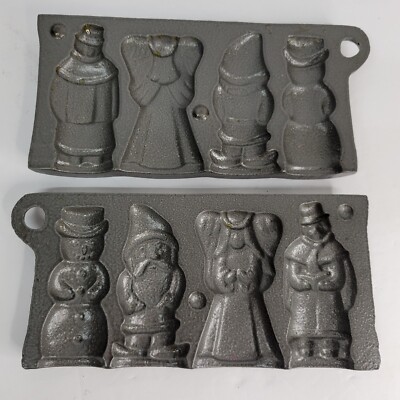 1996 John Wright Cast Iron Holiday Christmas Elf Knome Candy Molds Lollipops USA