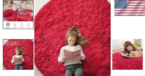 Soft and Cozy 6x6ft Round Rug for Bedrooms - Machine Washable & Stylish Decor - Picture 2 of 8