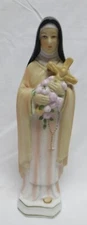 Vtg Roman St. Therese of Lisieux Statue Figure "Little Flower" Crucifix Rosary