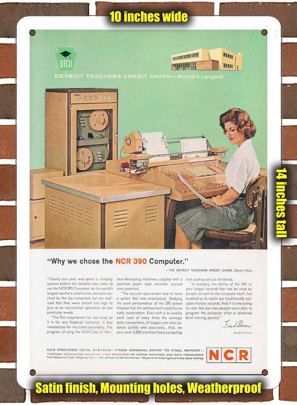 Metal Sign - 1962 NCR 390 Computers- 10x14 inches | eBay