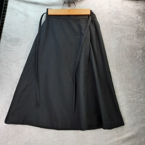 Vintage A Line Midi Wrap Dress Skirt Black ILGWA Union Made Size 7 - Picture 5 of 6