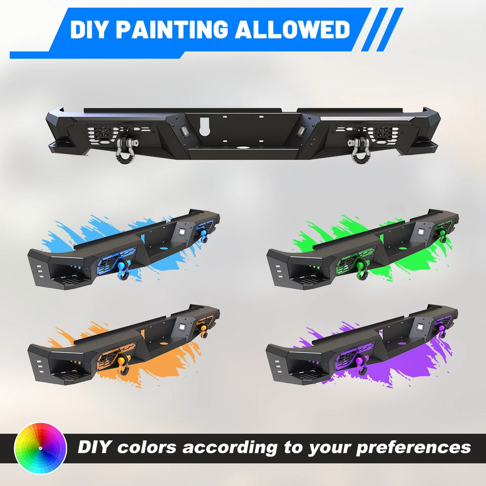 Rear Bumper W/LED POD Lights+License Lamps+D-Rings For 2009-2018 Dodge Ram 1500 - Image 2 of 4