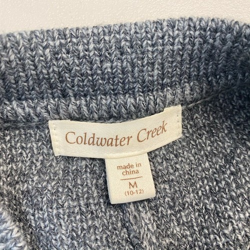 Coldwater Creek Cardigan Sweater Womens Medium Gray Batwing Pockets Chunky Knit - Picture 10 of 10