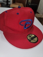 New Era 59fifty Red Baseball Hat With Emblem Of Arizona Diamondbacks, 7 1/2 New