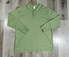 LL Bean Men’s Polo Shirt XL Green Pima Cotton Long Sleeve 