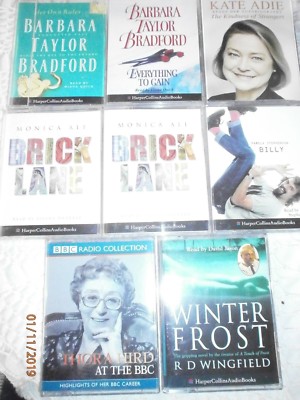 Audio Books Bundle 8 Cassettes Barbara taylor Bradford,monica ali,kate adie,hird