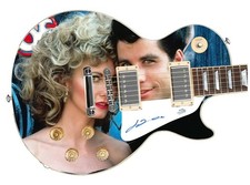 John Travolta Grease Signed Custom Graphics 1/1 Photo Guitar ACOA