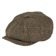 BOTVELA Wool Tweed Newsboy Cap Men Herringbone Gatsby Retro Driver Flat Beret Ha
